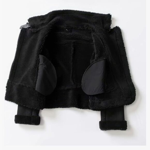 Zara Double Faced suede Jacket Black size Large nwt - Picture 5 of 10